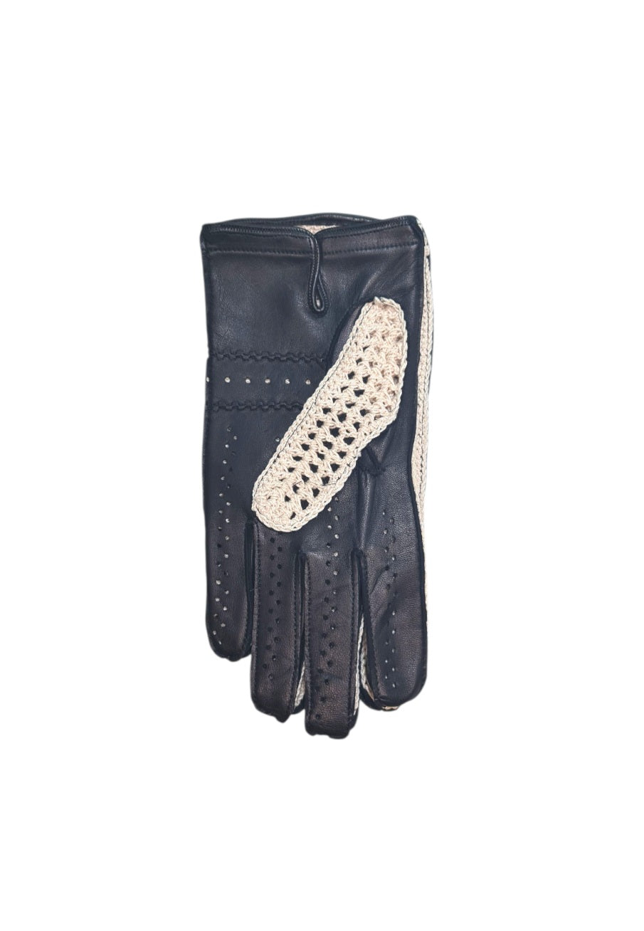 "Giacomo"- Guanti uomo pelle e spago crochet