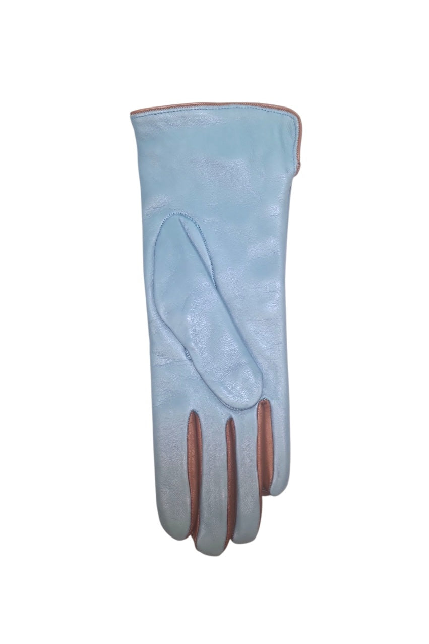 "Elisa"- Guanti in pelle donna con bottoncini rivestiti in pelle  foderati in cashmere
