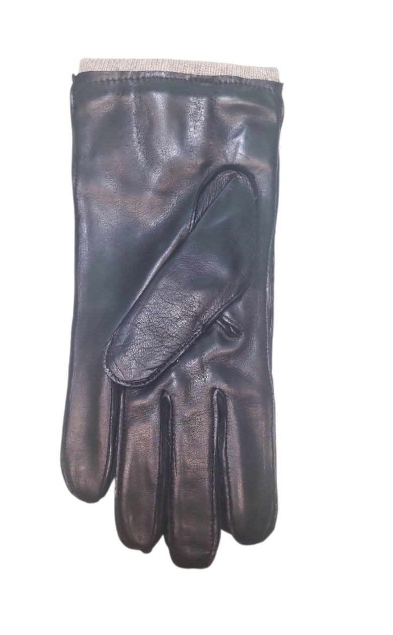 "Gian Maria"- Guanti in pelle uomo con intreccio in pelle foderati in cashmere