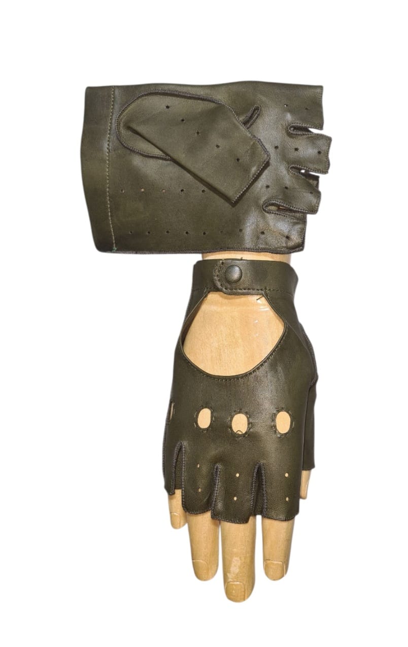 "Marcello"- Guanti in pelle uomo driver mezze dita