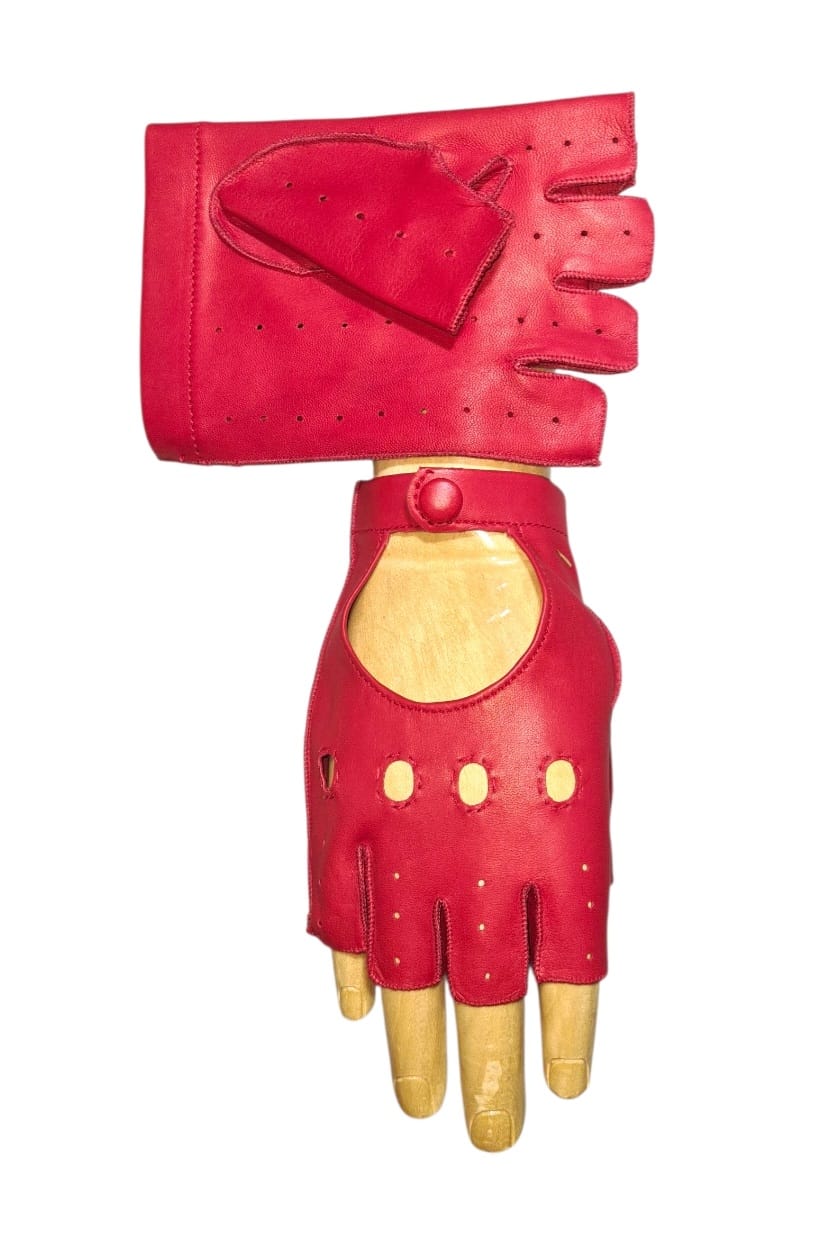 "Marcello"- Guanti in pelle uomo driver mezze dita