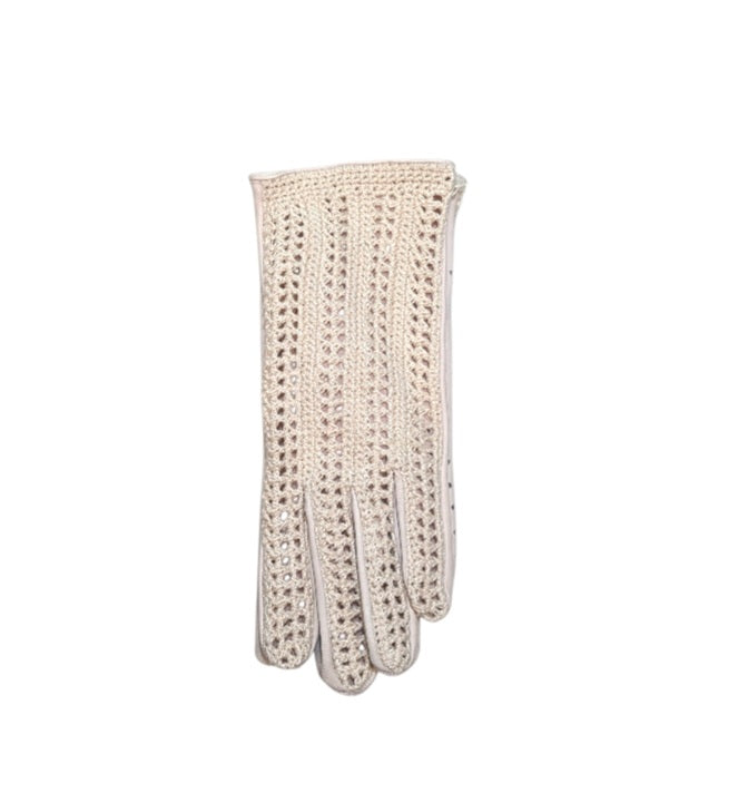 "Beatrice”-  Guanti donna in pelle e spago crochet fatti a mano