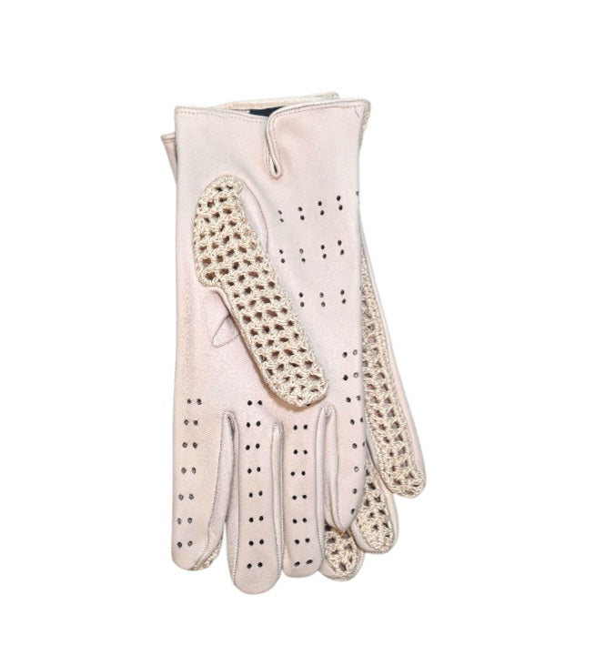 "Beatrice”-  Guanti donna in pelle e spago crochet fatti a mano