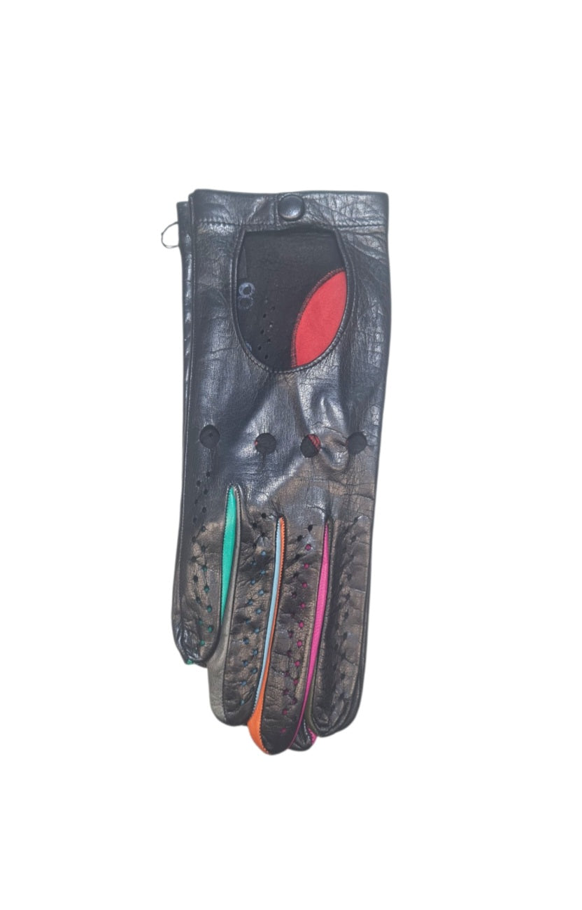 "Giada"-  Guanti donna sfoderati da guida in Pelle Multicolore