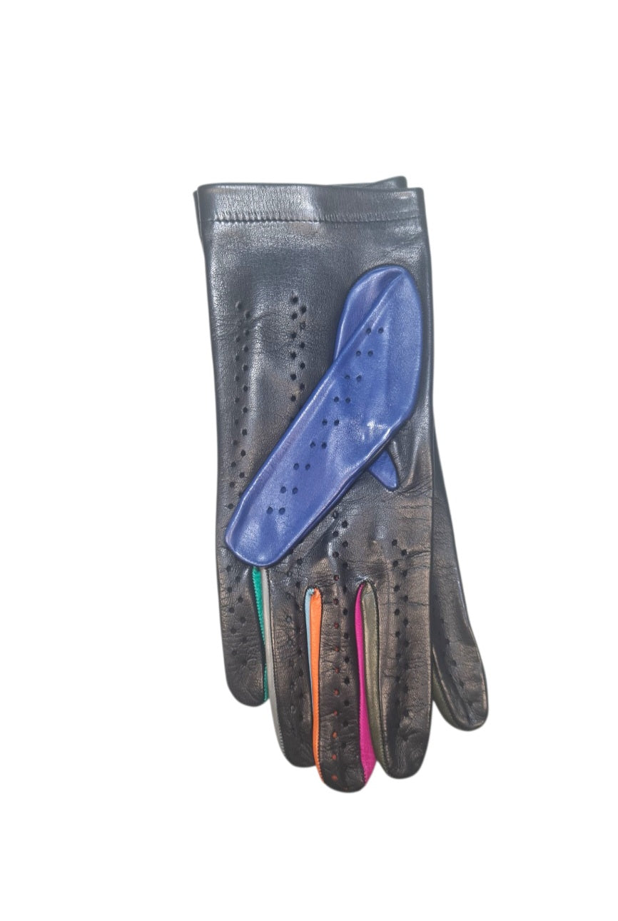 "Giada"-  Guanti donna sfoderati da guida in Pelle Multicolore