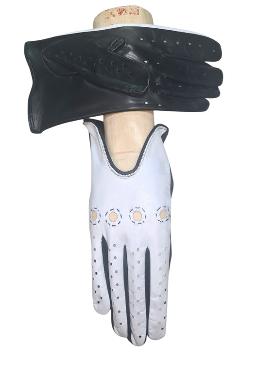 "Giulia"-  Guanti donna driver sfoderati bicolore