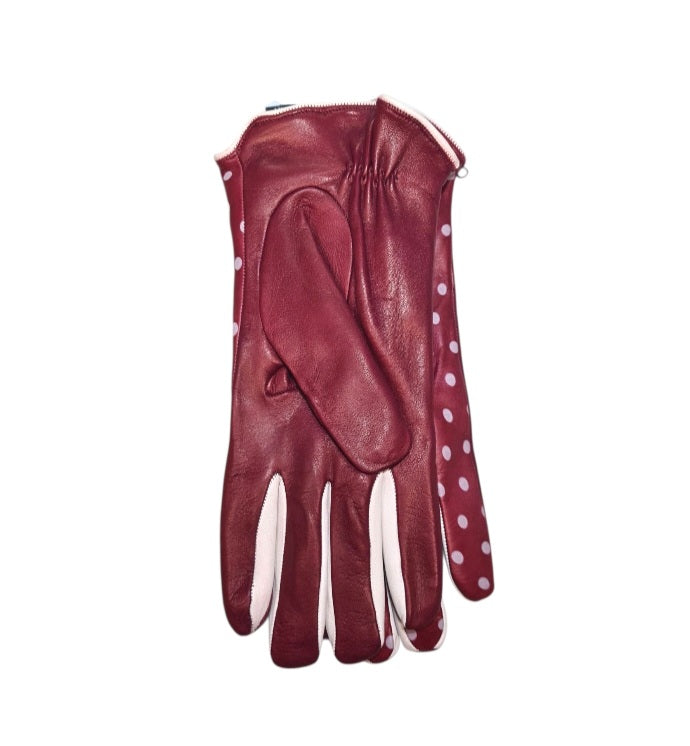 "Minnie"-  Guanti donna in Pelle di Agnello con Pois Serigrafati e Fodera in Cashmere