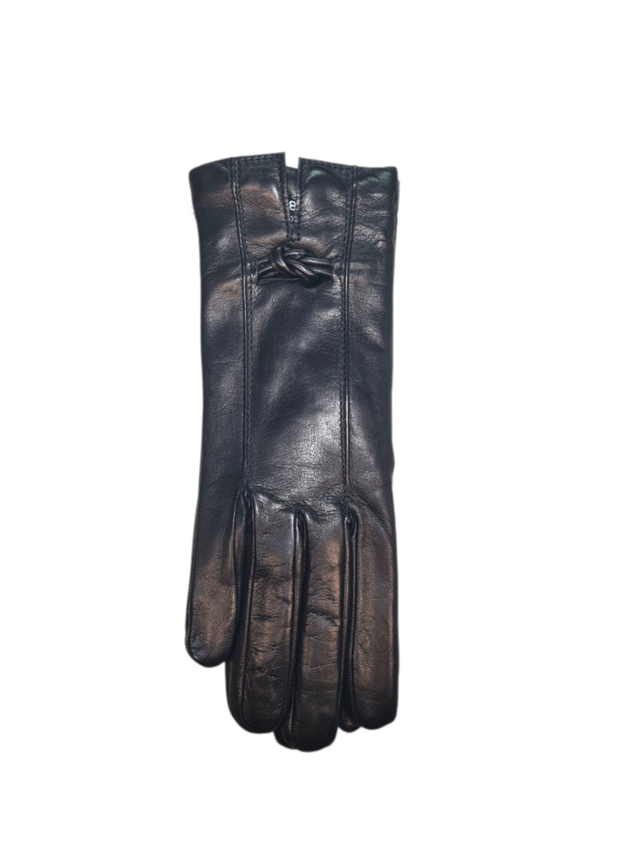 "Carmela"-  Guanti donna in Pelle di Agnello con fodera in Cashmere con nodo in pelle