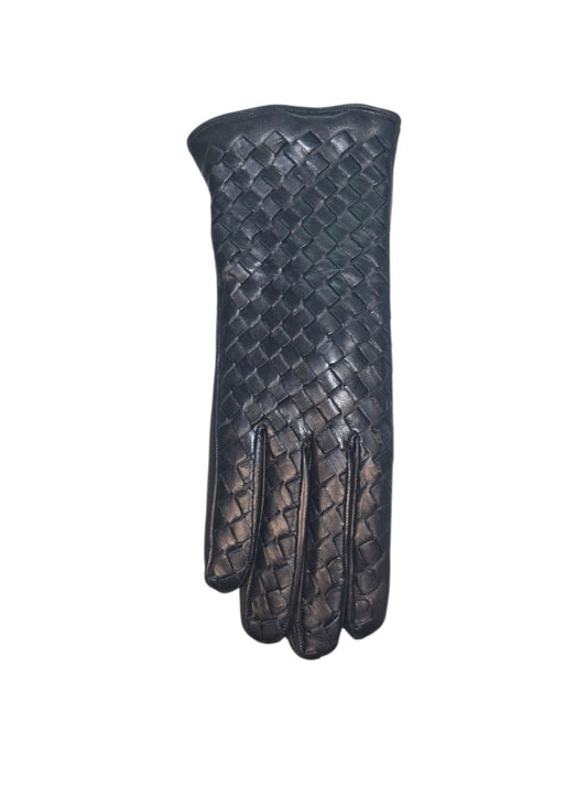 "Alessandra"- Guanti donna in pelle di agnello intrecciata a mano  foderati in cashmere