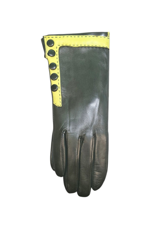 "Anna" - Guanti donna in pelle di agnello foderati in cashmere con bottoncini rivestiti in pelle