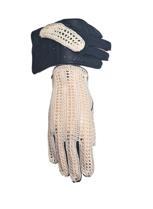 "Giacomo"- Guanti uomo pelle e spago crochet