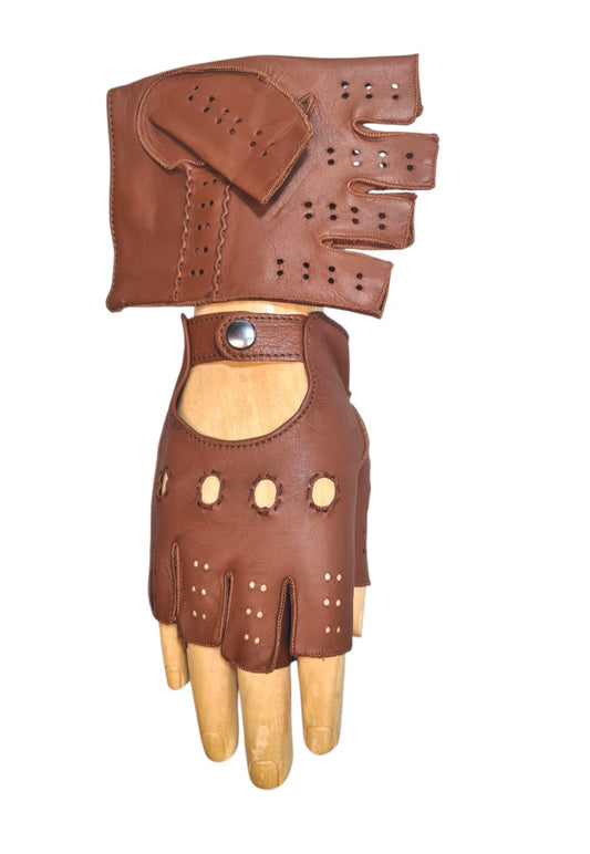 "Marcello"- Guanti in pelle uomo driver mezze dita