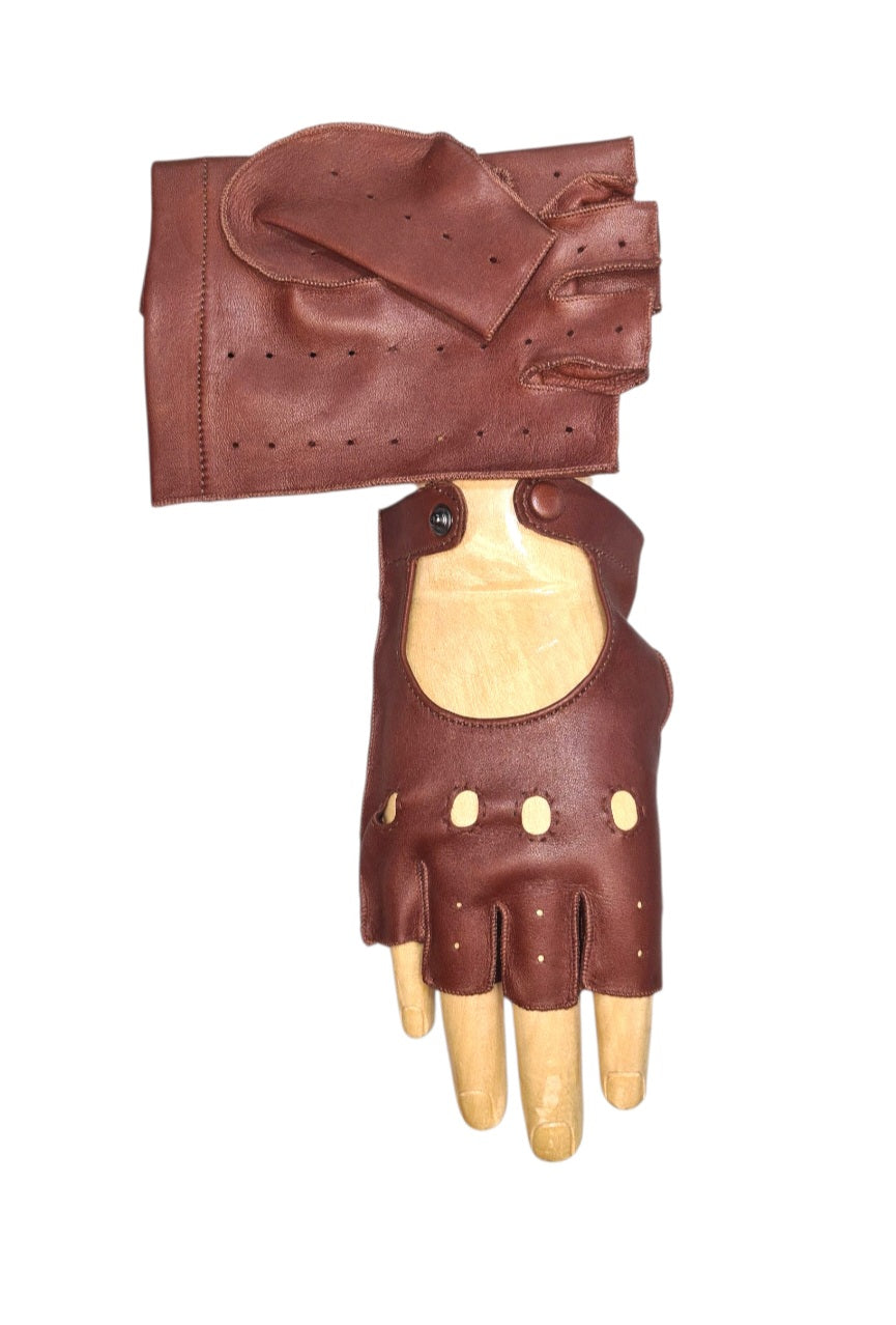 "Marcello"- Guanti in pelle uomo driver mezze dita